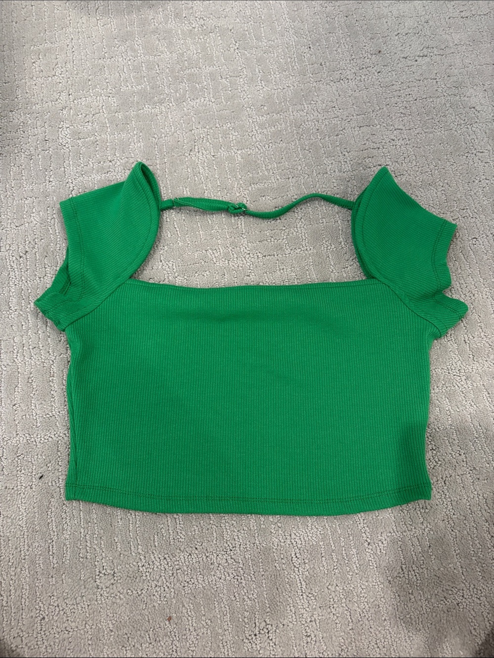 Green Ribbed Crop Top